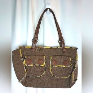 Gap Vintage Y2K Tweed Mini Bag Purse Patch Pocket Big Buttons Shoulder Hippie